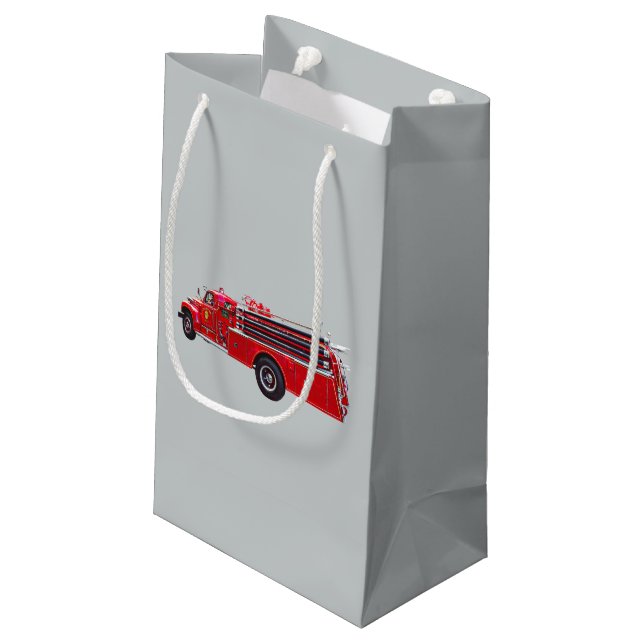 Vintage Pumper Fire Engine Small Gift Bag (Back Angled)