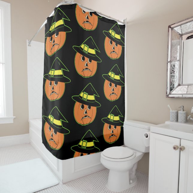 Vintage Pumpin Witch  Shower Curtain (In Situ)