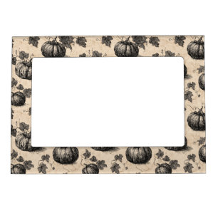 Vintage Pumpkin and Vine Engraving Pattern (2) Magnetic Frame