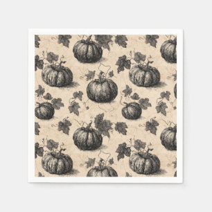 Vintage Pumpkin and Vine Engraving Pattern (2) Napkins