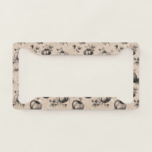 Vintage Pumpkin and Vine Engraving Pattern License Plate Frame