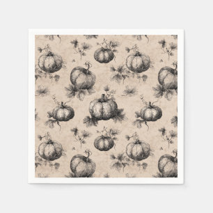 Vintage Pumpkin and Vine Engraving Pattern Napkins