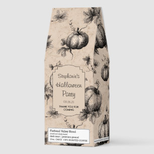 Vintage Pumpkin and Vine Engraving Pattern Roasted Coffee