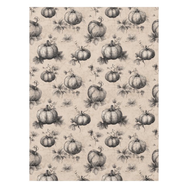 Vintage Pumpkin and Vine Engraving Pattern Tablecloth (Front)