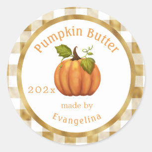 Vintage Pumpkin Butter Personalized Canning Classic Round Sticker