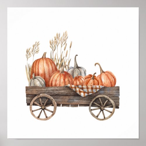 Vintage Pumpkin Cart Poster