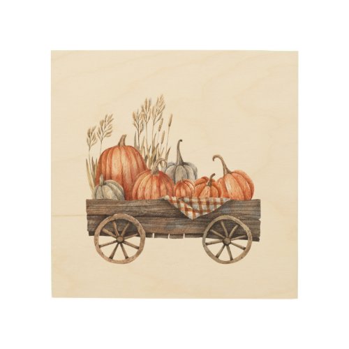 Vintage Pumpkin Cart  Wood Wall Art
