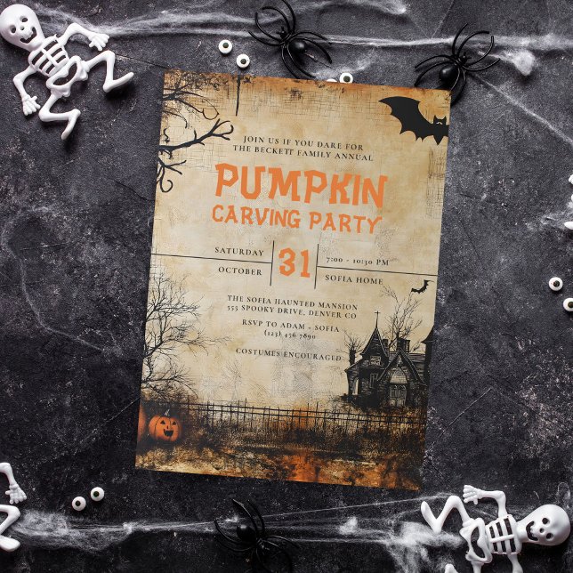 Vintage Pumpkin Carving Halloween Party Invitation (Creator Uploaded)