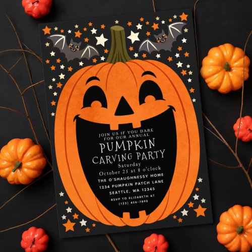 Vintage Pumpkin Carving Party Halloween Invitation