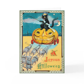 Vintage Pumpkin Chariot Halloween Card