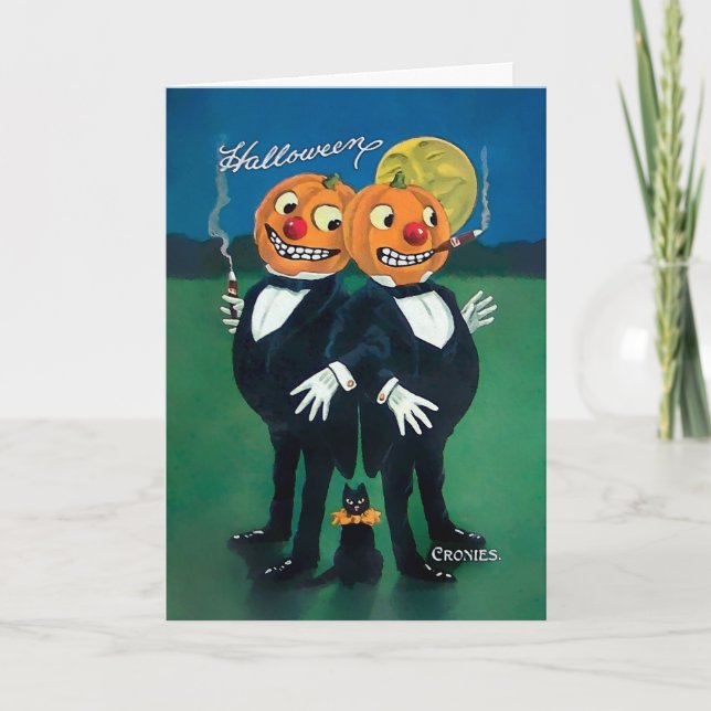 Vintage Pumpkin Cronies Halloween Card (Front)