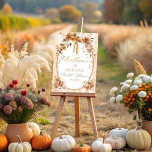 Vintage Pumpkin Floral Bow Bridal Shower Welcome Foam Board