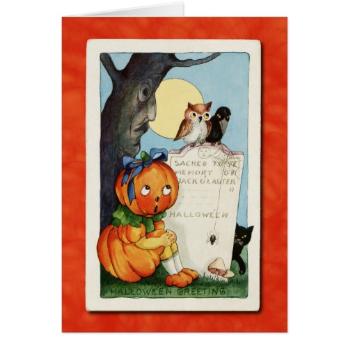 Vintage Pumpkin Girl Greeting Card