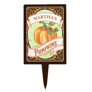 Vintage Pumpkin & Gourd Garden Marker Plant Stake Cake Topper
