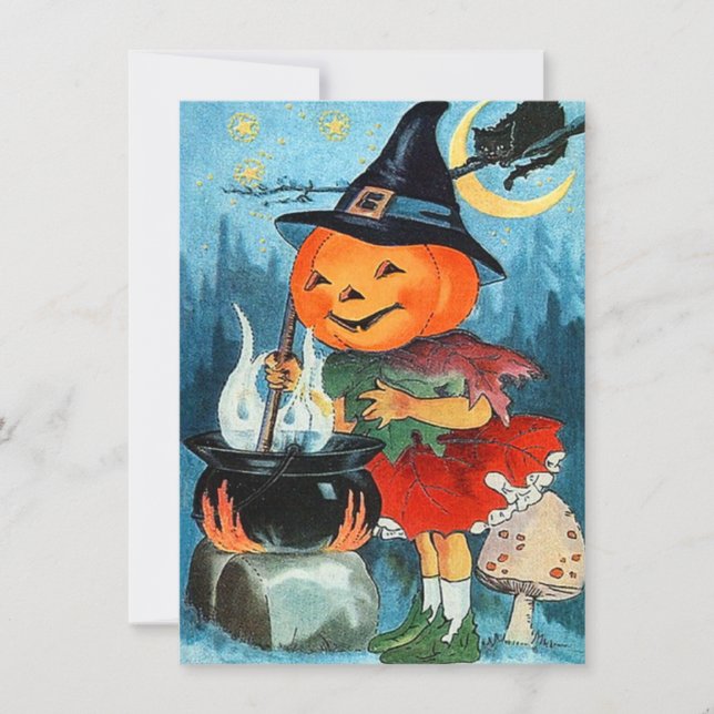 Vintage Pumpkin Halloween Invitations (Front)
