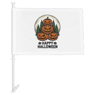 Vintage Pumpkin Halloween Jack O Lantern Forest Sh Car Flag