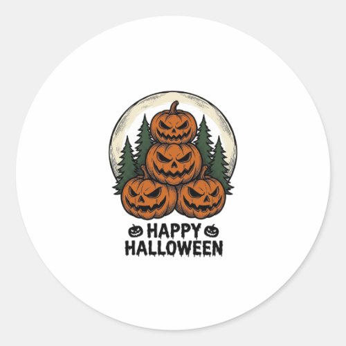 Vintage Pumpkin Halloween Jack O Lantern Forest Sh Classic Round Sticker
