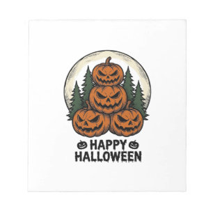 Vintage Pumpkin Halloween Jack O Lantern Forest Sh Notepad