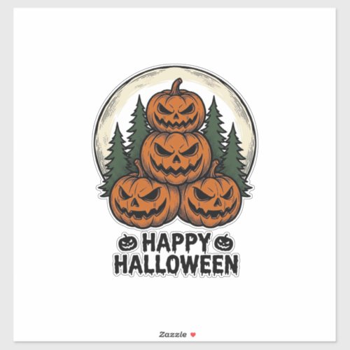 Vintage Pumpkin Halloween Jack O Lantern Forest Sh Sticker