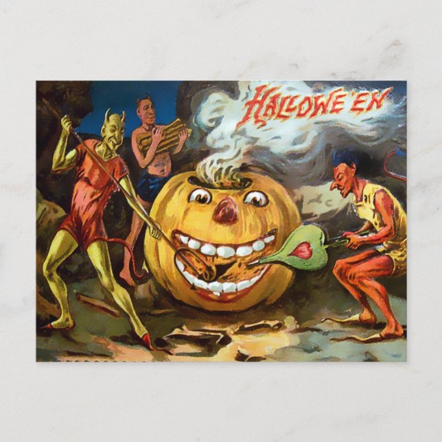 Vintage Pumpkin Halloween Postcard (Front)