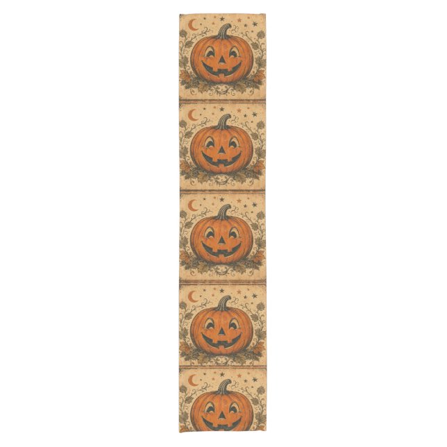 Vintage Pumpkin Halloween Table Runner (Front)