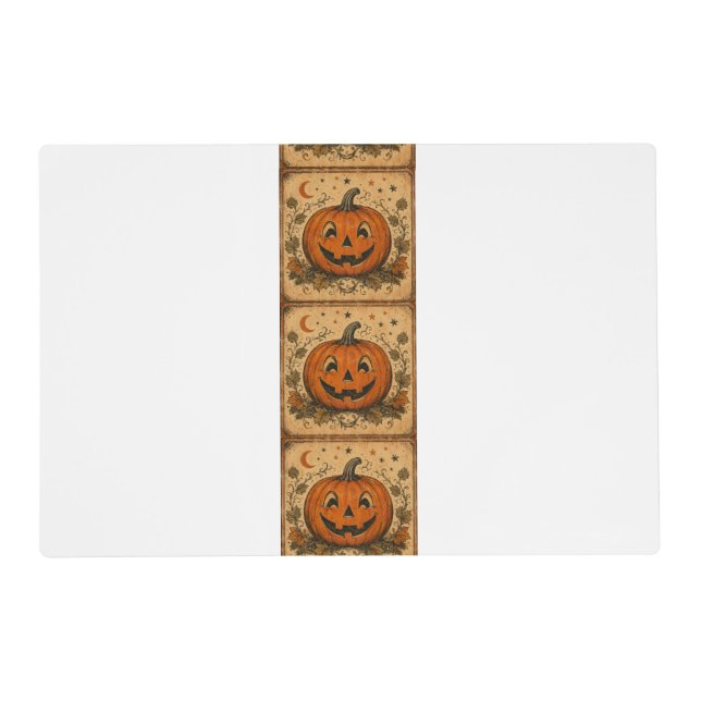 Vintage Pumpkin Halloween Table Runner Placemat (Front)