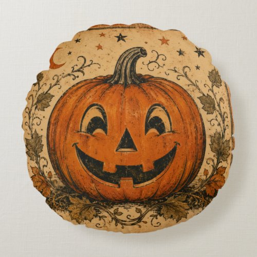 Vintage Pumpkin Halloween Throw Pillow