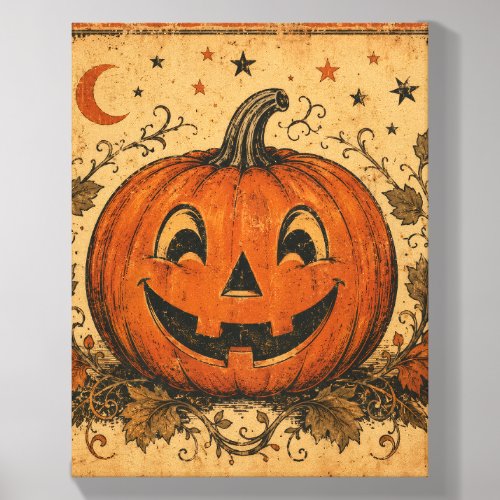 Vintage Pumpkin Halloween Throw Pillow Canvas Photo Tile