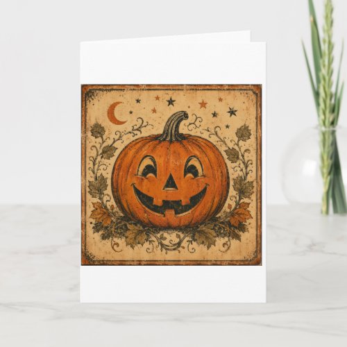 Vintage Pumpkin Halloween Throw Pillow Card
