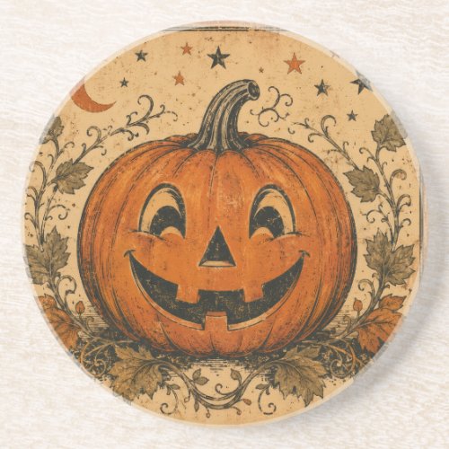 Vintage Pumpkin Halloween Throw Pillow Coaster