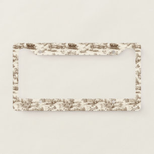Vintage Pumpkin Harvest Countryside Toile (4) License Plate Frame