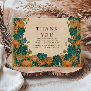 Vintage Pumpkin Harvest Wedding Thank You Card