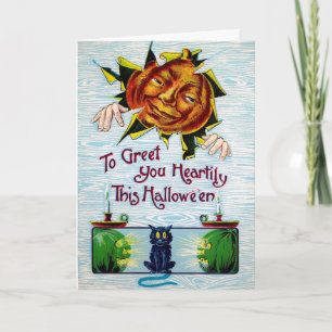 Vintage Pumpkin Head Halloween Card