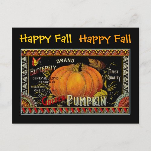 Vintage Pumpkin Label illustration _ Postcard