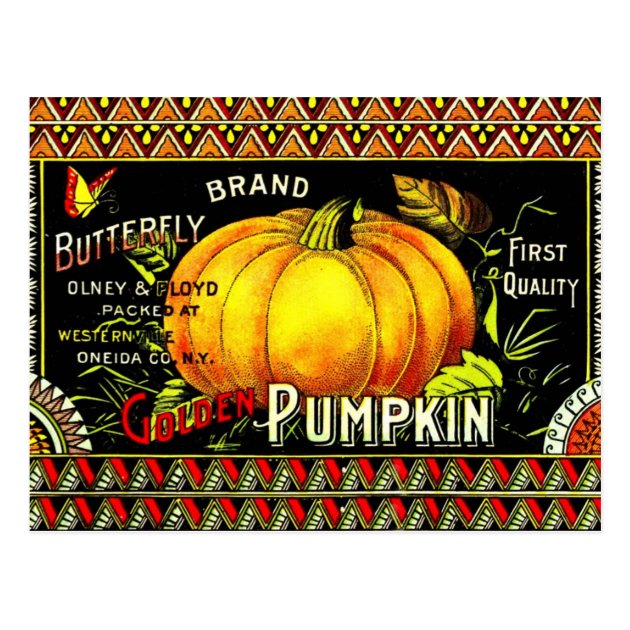 Vintage Pumpkin Label Postcard