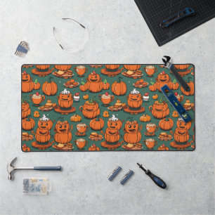 Vintage Pumpkin Monster Party Joy Desk Mat