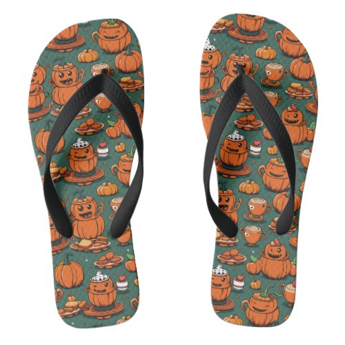 Vintage Pumpkin Monster Party Joy Flip Flops