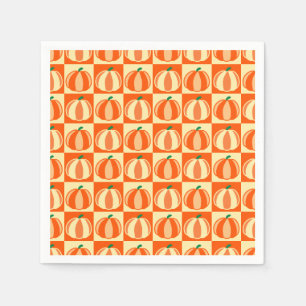 Vintage Pumpkin Orange Tartan Plaid Thanksgiving Napkins