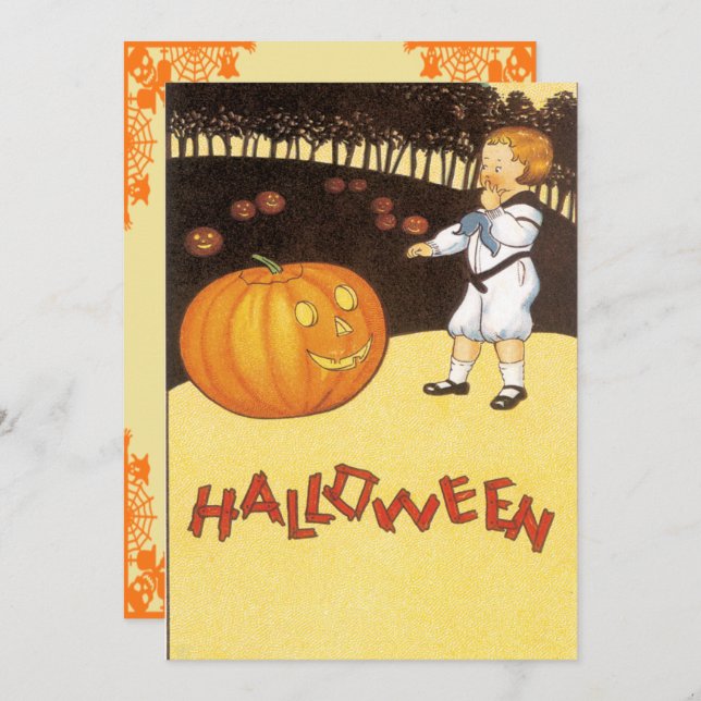 Vintage Pumpkin Patch Halloween Invitation (Front/Back)