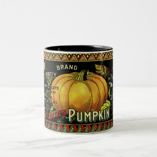 Vintage Pumpkin Print Two-Tone Coffee Mug