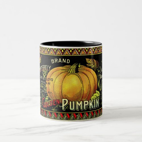 Vintage Pumpkin Print Two_Tone Coffee Mug