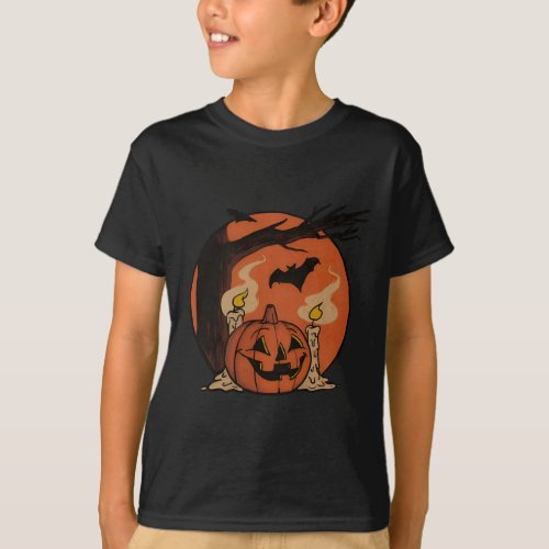 Vintage Pumpkin Scene Halloween T_Shirt