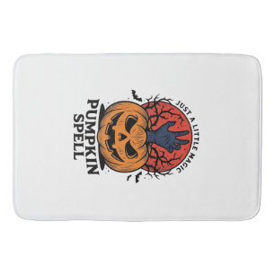 Vintage Pumpkin Spell Halloween Witch Hand Art_1 Bath Mat