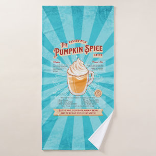 Vintage Pumpkin Spice Latte - Recipe Poster Bath Towel Set
