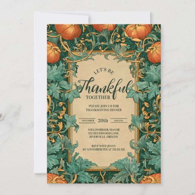 Vintage Pumpkin Thanksgiving Celebration Invitation (Front)