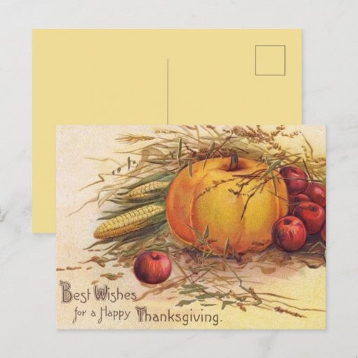 Vintage Pumpkin Thanksgiving Greeting Postcard | Zazzle