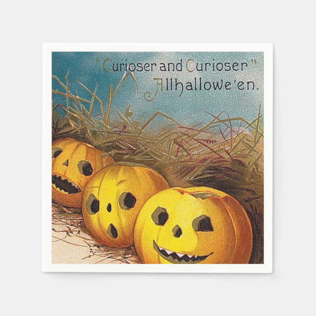 Vintage pumpkins Halloween Holiday party napkins (Front)