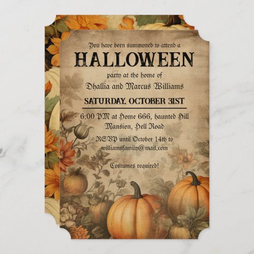 Vintage Pumpkins Halloween Party Invitation