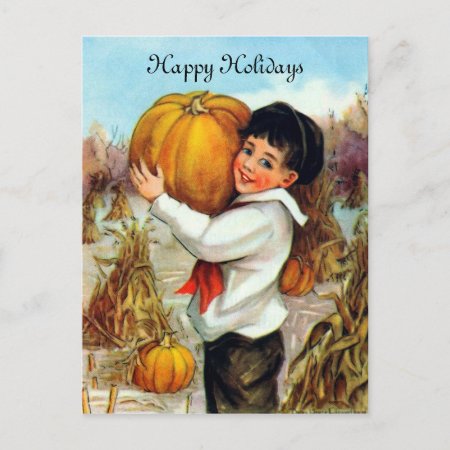 Vintage Pumpkins Holiday Postcard