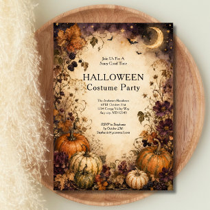Vintage Pumpkins Moon Halloween Party Invitation